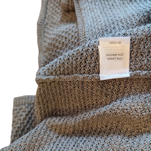 Pure Jill linen blend lightweight open front long cardigan greize neutral sz M - Picture 2 of 8